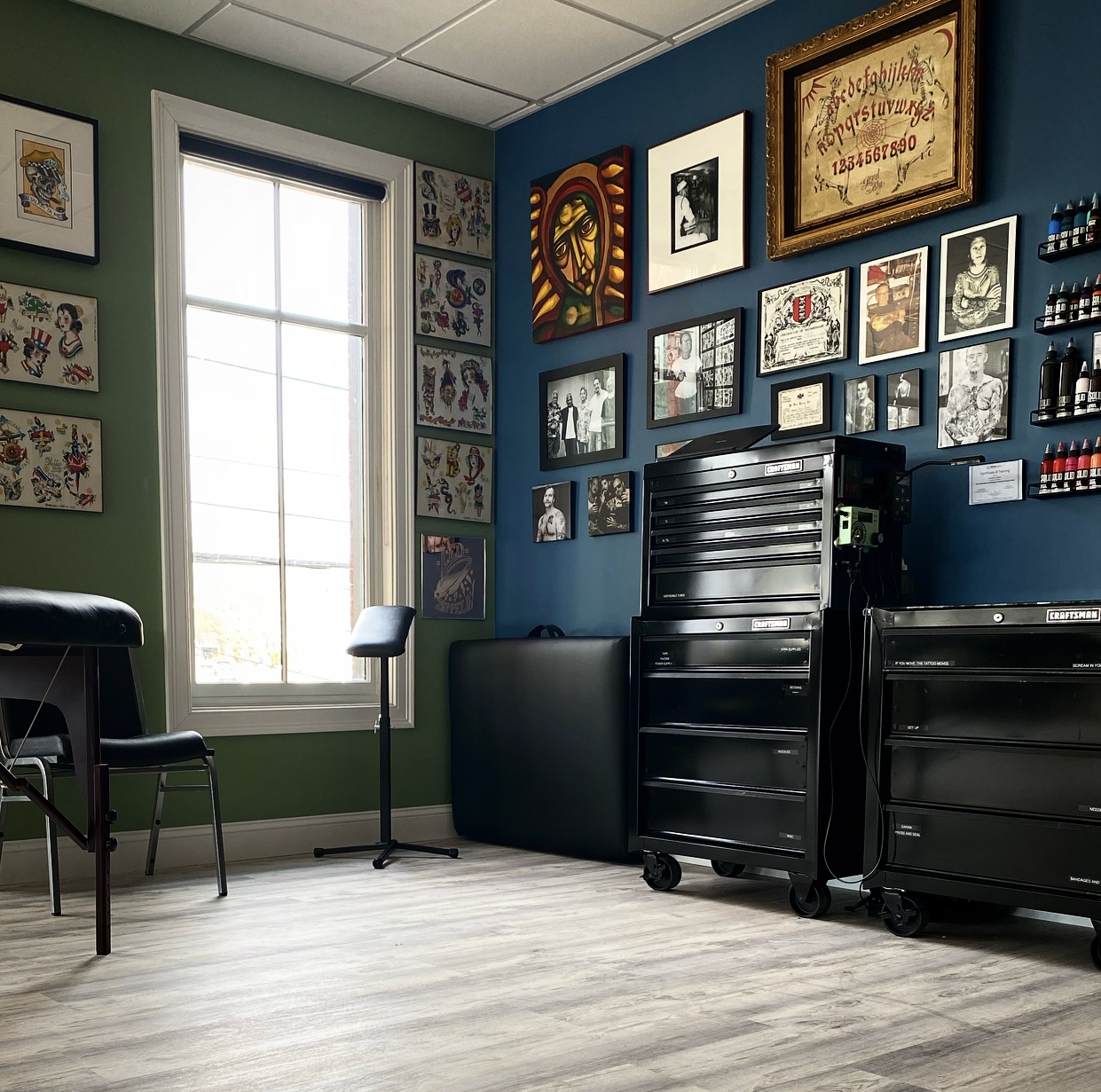 Workspace area at Cosmic Sea Tattoo